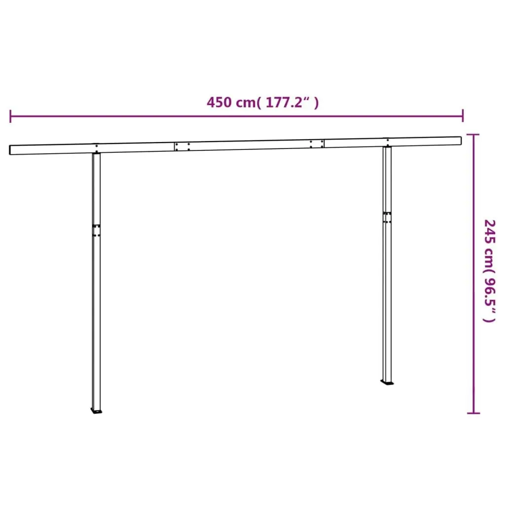 Awning Post Set White 450x245 cm Iron 315094