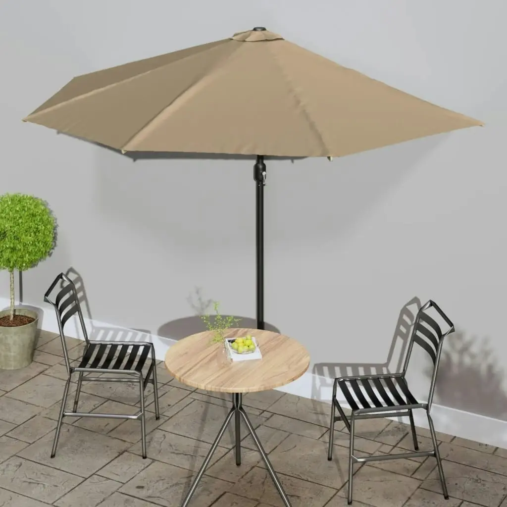 Balcony Parasol with Aluminium Pole Taupe 300x155 cm Half 44594