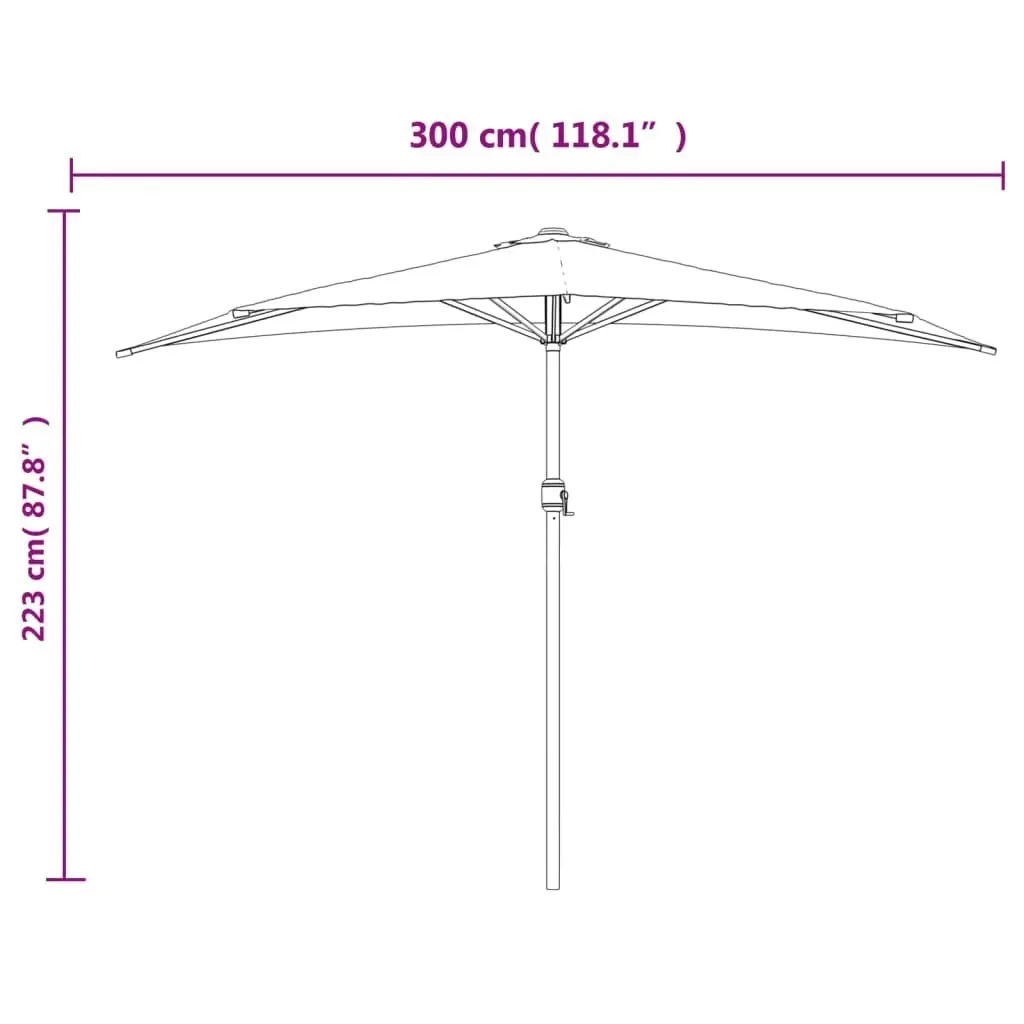 Balcony Parasol with Aluminium Pole Taupe 300x155 cm Half 44594