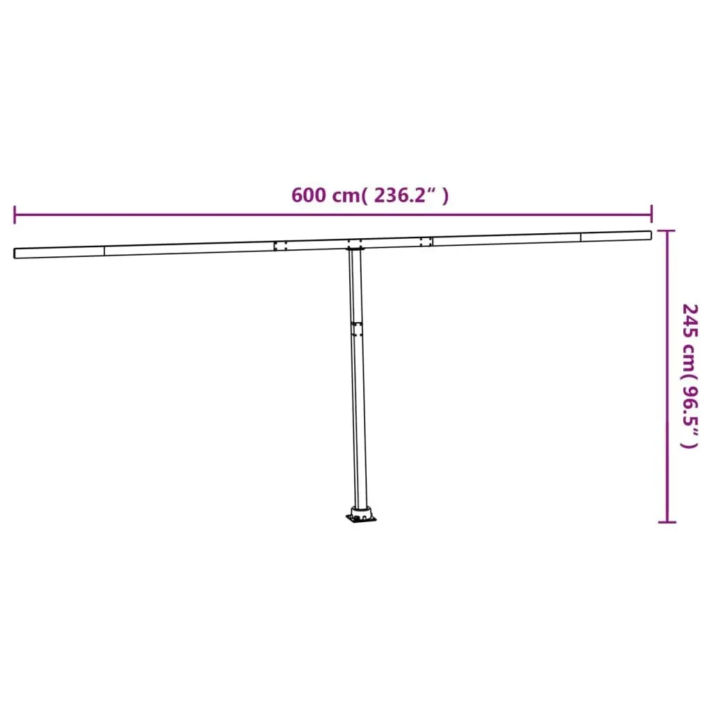 Awning Post Set Anthracite 600x245 cm Iron 315098