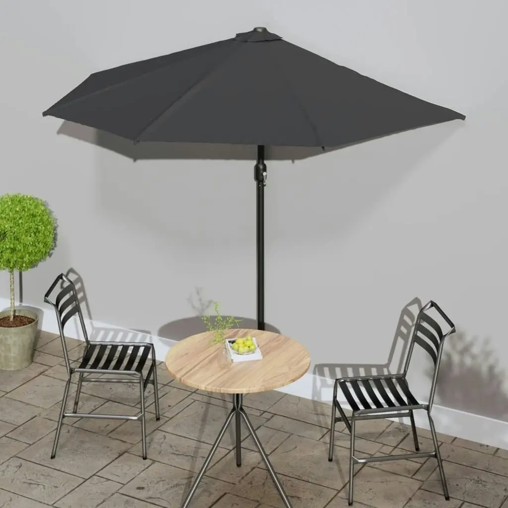 Balcony Parasol with Aluminium Pole Anthracite 270x144 cm Half 44589