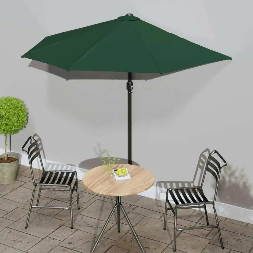 Balcony Parasol with Aluminium Pole Green 270x144 cm Half 44588