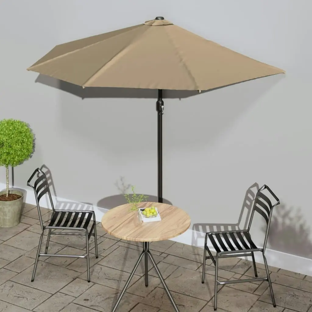 Balcony Parasol with Aluminium Pole Taupe 270x144 cm Half 44590