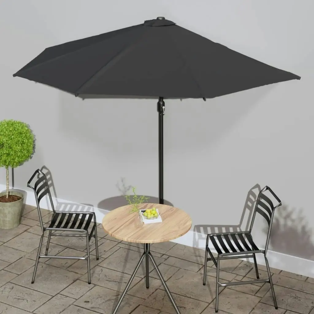 Balcony Parasol with Aluminium Pole Black 300x155x223 cm Half 312504