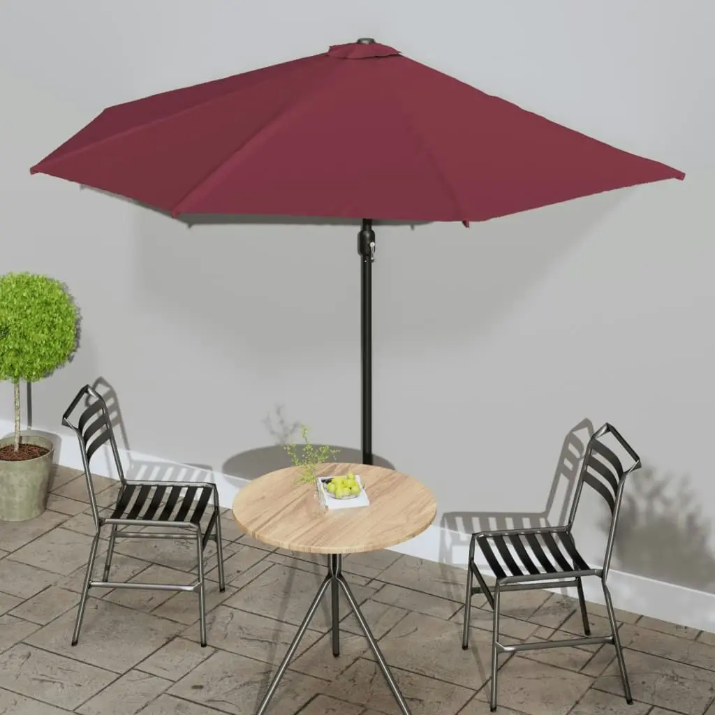 Balcony Parasol with Aluminium Pole Bordeaux Red 300x155x223 cm Half 312502