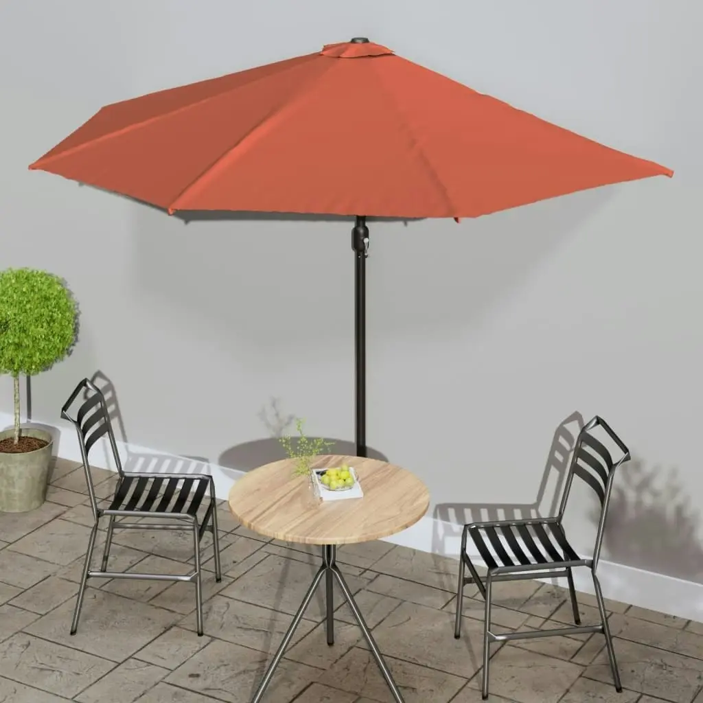 Balcony Parasol with Aluminium Pole Terracotta 300x155x223 cm Half 312503