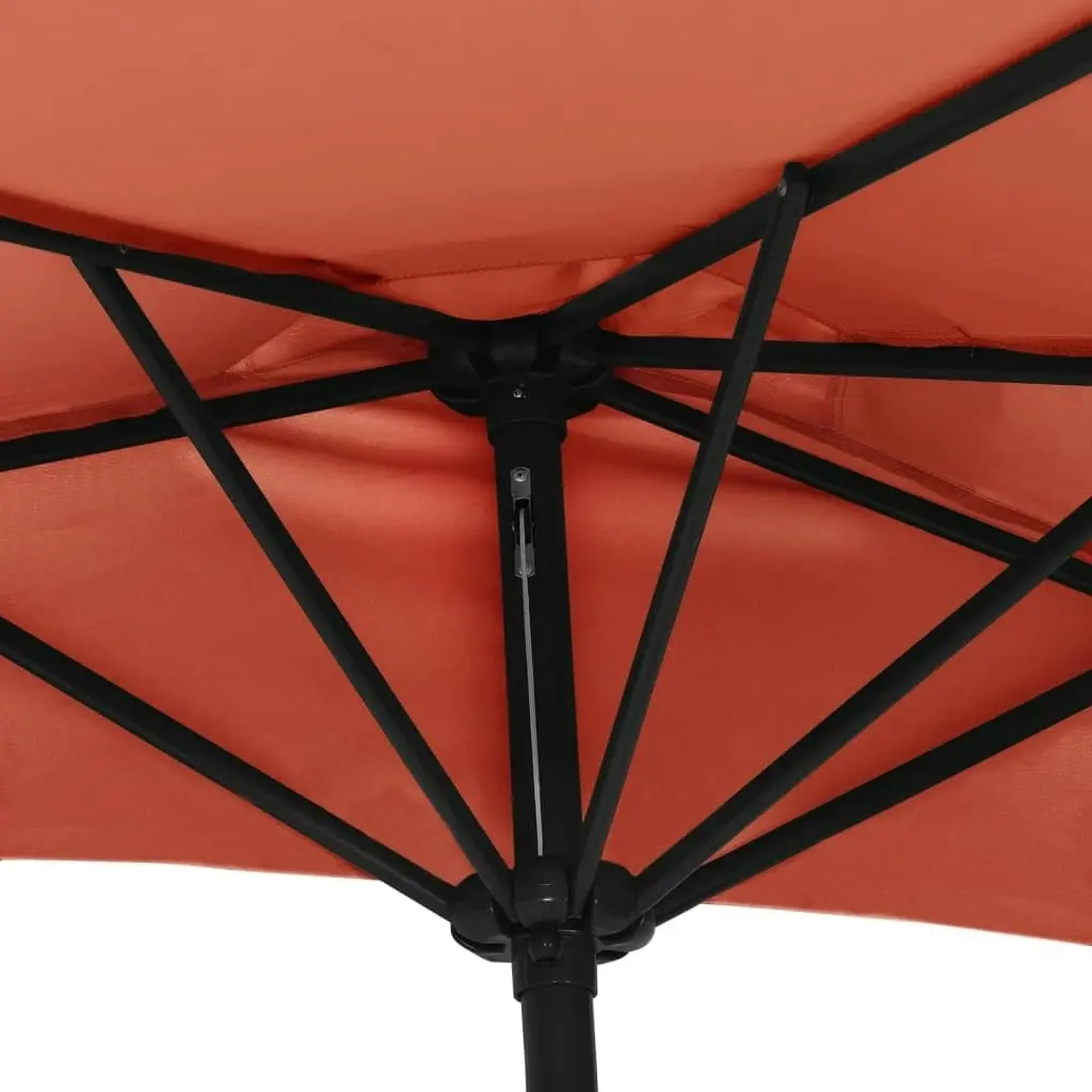 Balcony Parasol with Aluminium Pole Terracotta 300x155x223 cm Half 312503