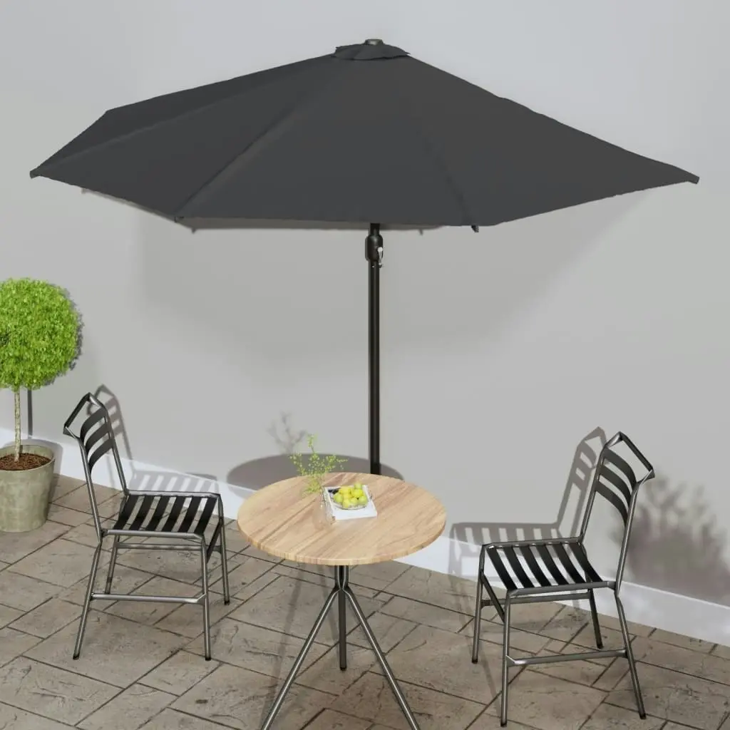 Balcony Parasol with Aluminium Pole Anthracite 300x155 cm Half 44593