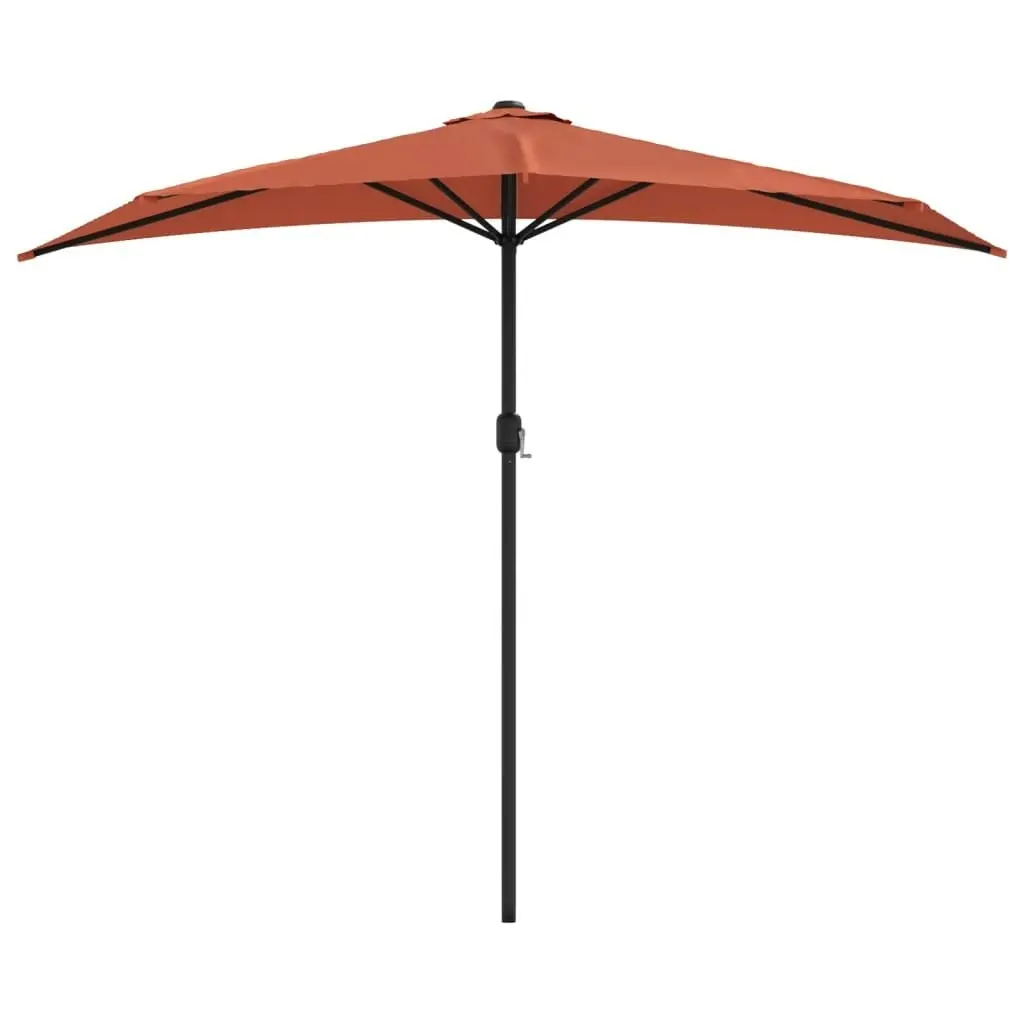 Balcony Parasol with Aluminium Pole Terracotta 270x144x222 cm Half 312499