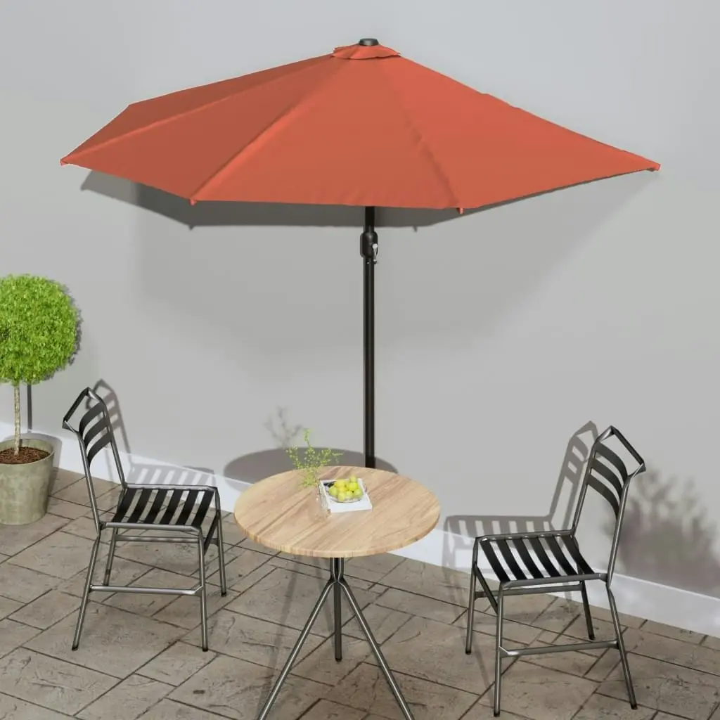 Balcony Parasol with Aluminium Pole Terracotta 270x144x222 cm Half 312499