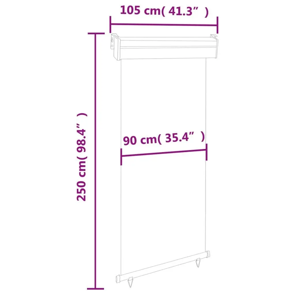 Balcony Side Awning 105x250 cm Grey 48416