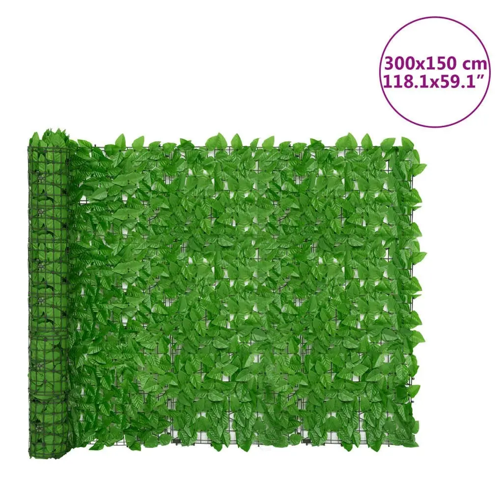 Balcony Privacy Screen with Green Leaves 300x150 cm 3216425