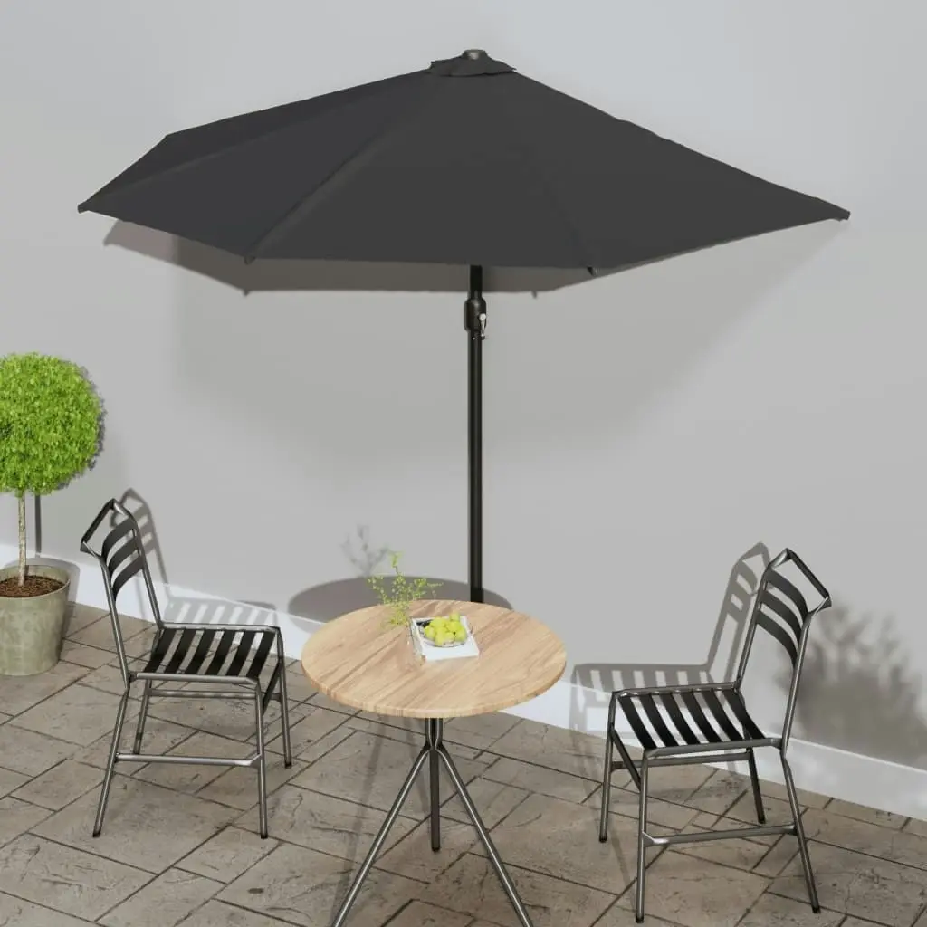 Balcony Parasol with Aluminium Pole Black 270x144x222 cm Half 312500