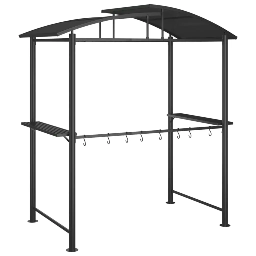 BBQ Gazebo with Side Shelves Anthracite 210x114x230 cm Steel 360139