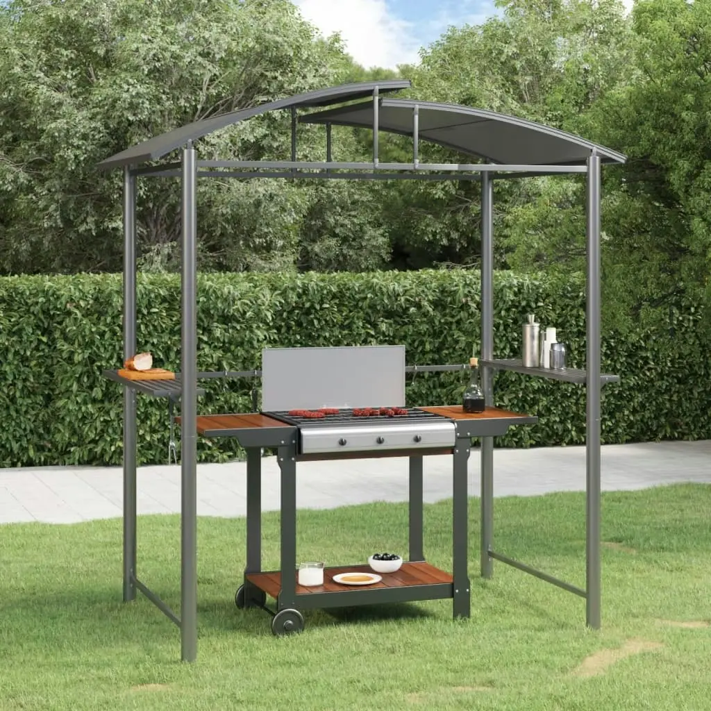 BBQ Gazebo with Side Shelves Anthracite 210x114x230 cm Steel 360139