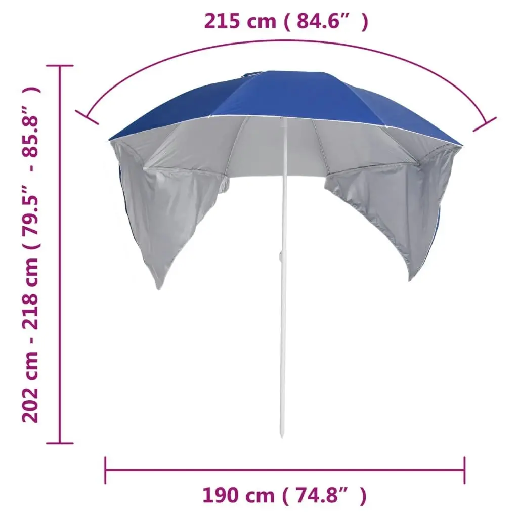 Beach Umbrella with Side Walls Blue 215 cm 318837