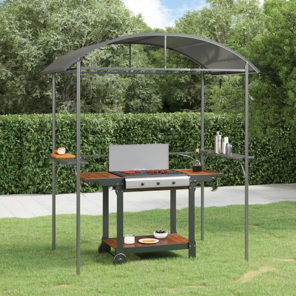 BBQ Gazebo with Side Shelves Anthracite 220x115x230 cm Steel 360138