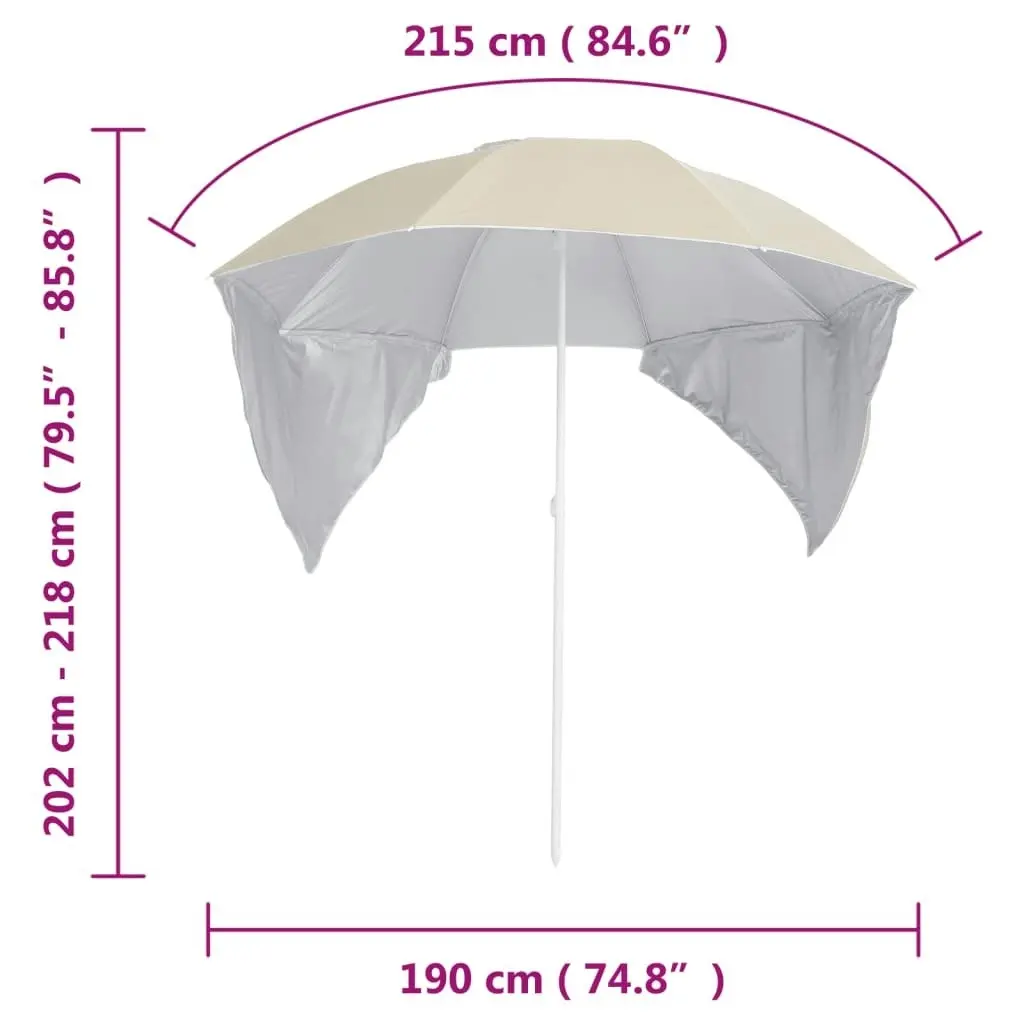 Beach Umbrella with Side Walls Sand 215 cm 318836