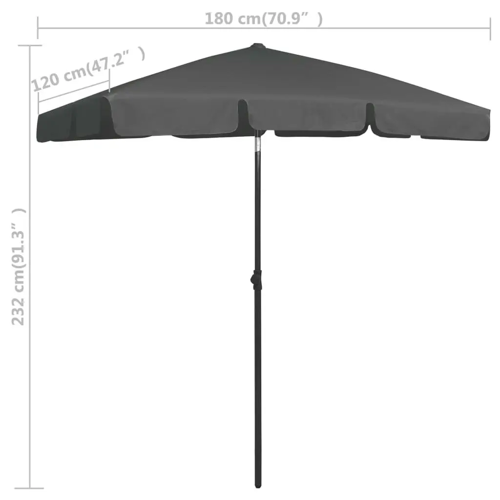 Beach Umbrella Anthracite 180x120 cm 314721