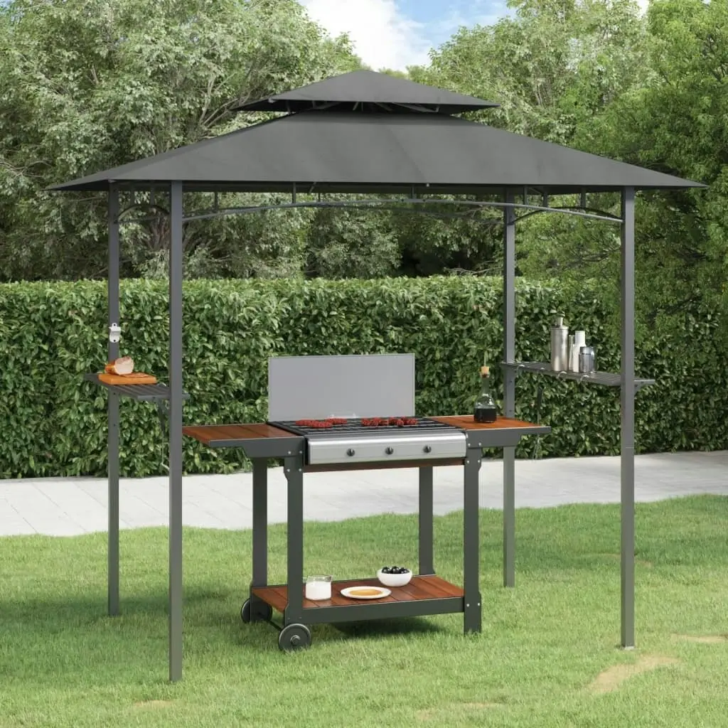 BBQ Gazebo with Side Shelves Anthracite 240x150x243 cm Steel 360140