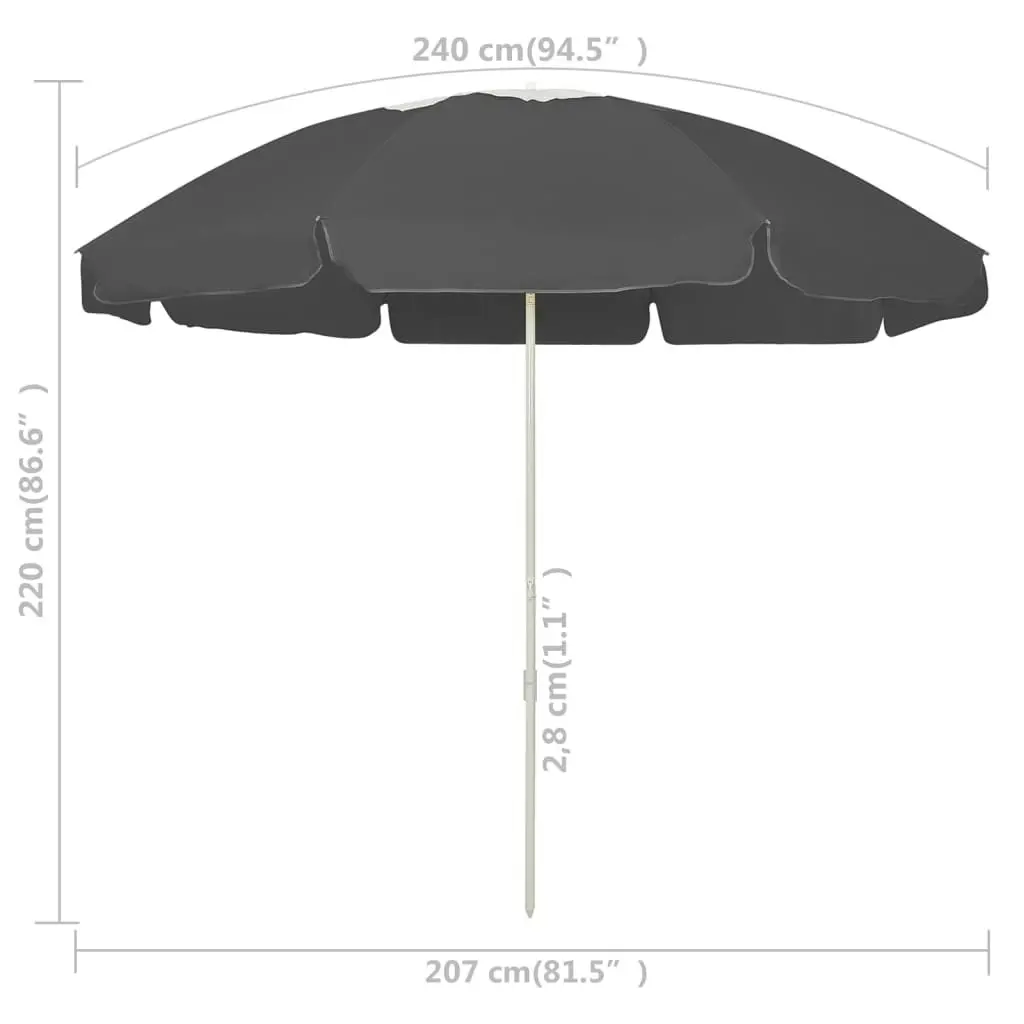 Beach Umbrella Anthracite 240 cm 314714