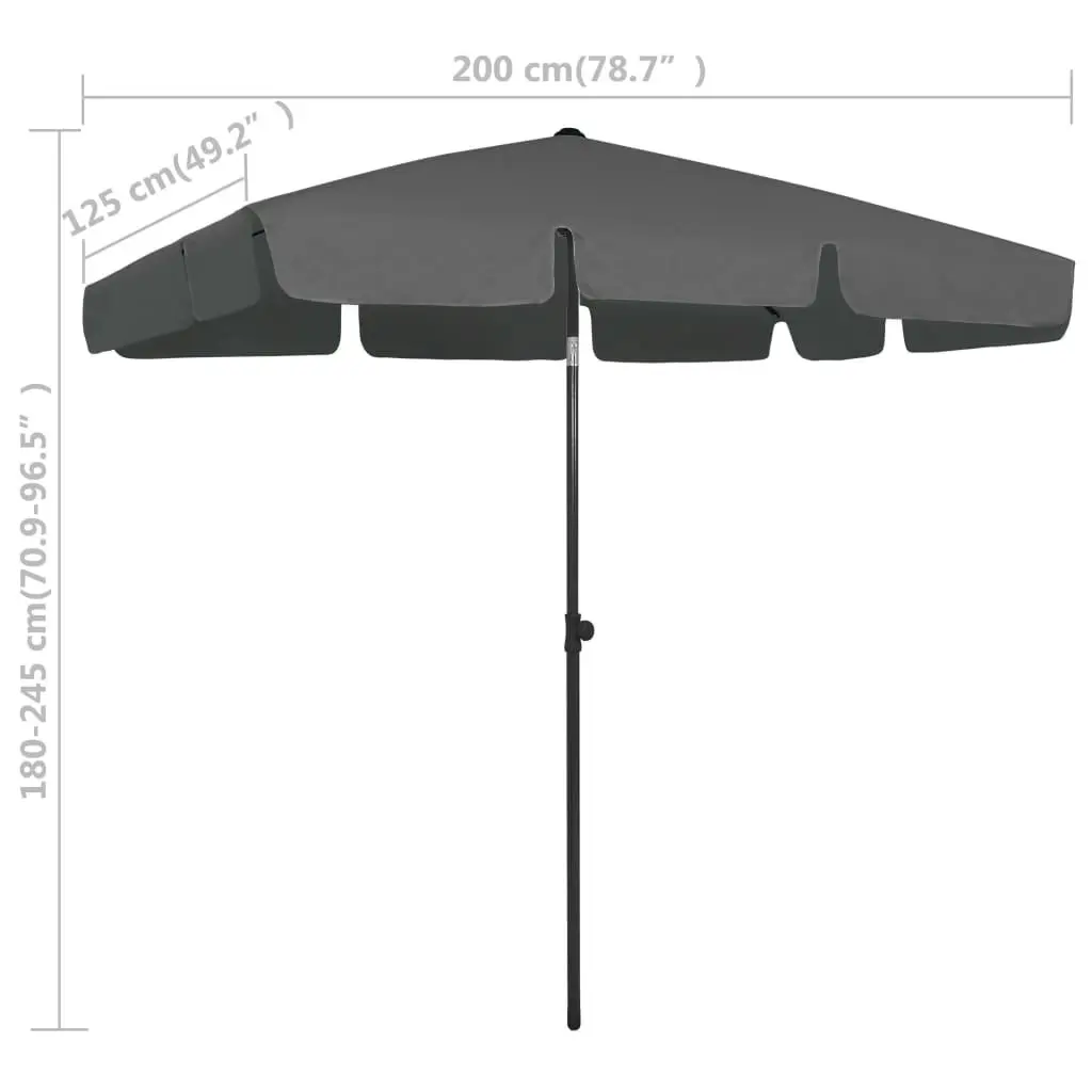 Beach Umbrella Anthracite 200x125 cm 314729