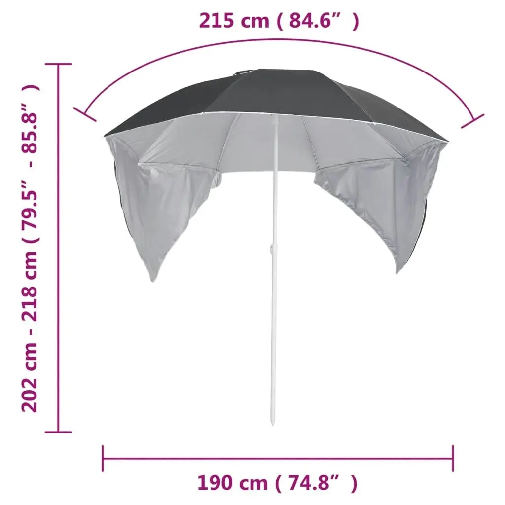 Beach Umbrella with Side Walls Anthracite 215 cm 318839