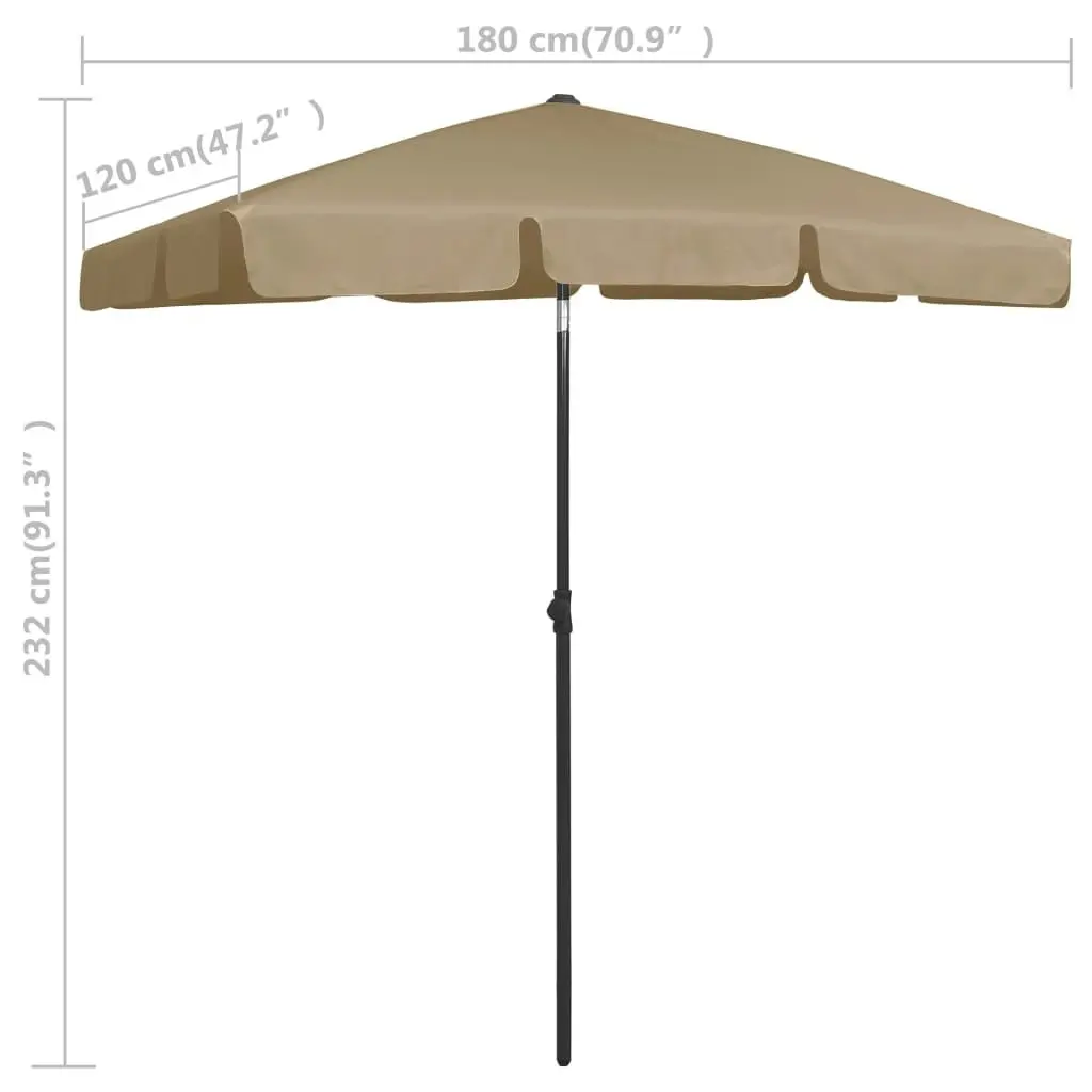 Beach Umbrella Taupe 180x120 cm 314722