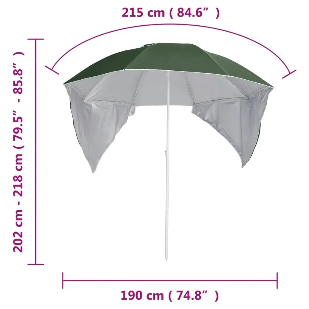 Beach Umbrella with Side Walls Green 215 cm 318838