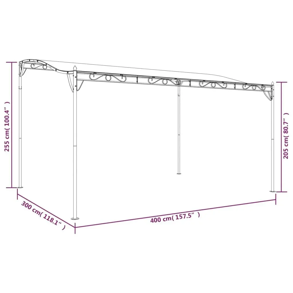 Canopy Cream 4x3 m 180 g/m?? Fabric and Steel 362394