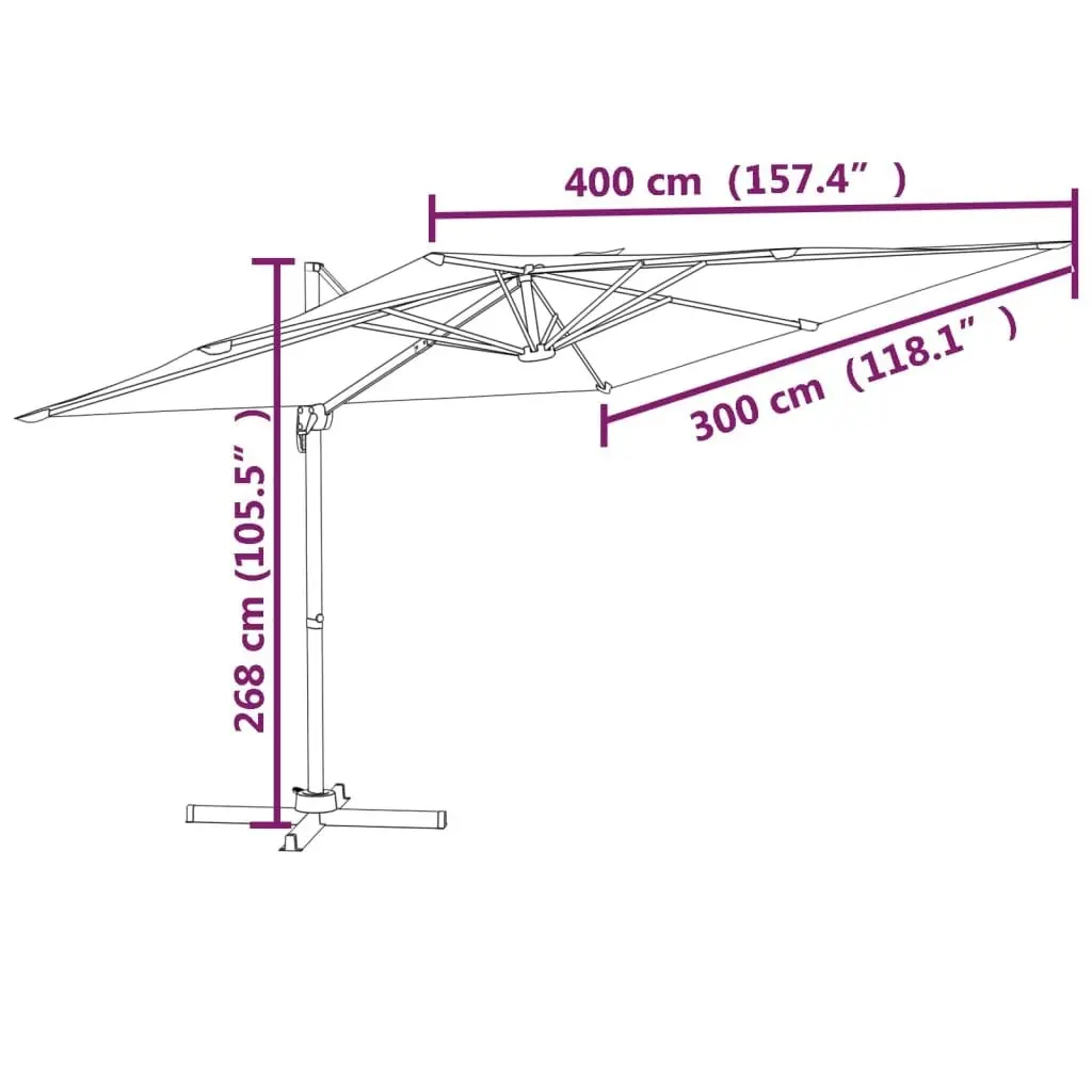 Cantilever Umbrella with Aluminium Pole Taupe 400x300 cm 319918