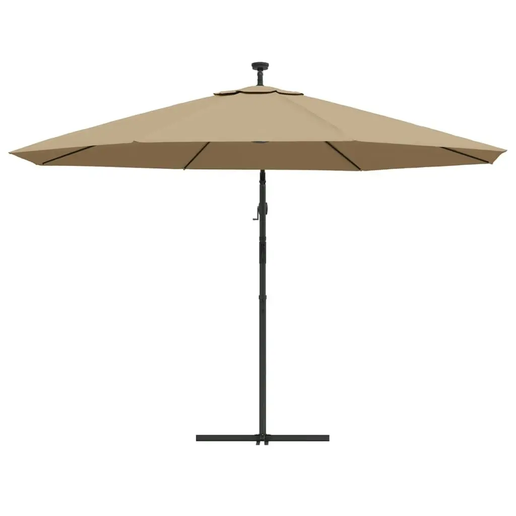 Cantilever Umbrella with LED Lights and Metal Pole 350 cm Taupe 44526