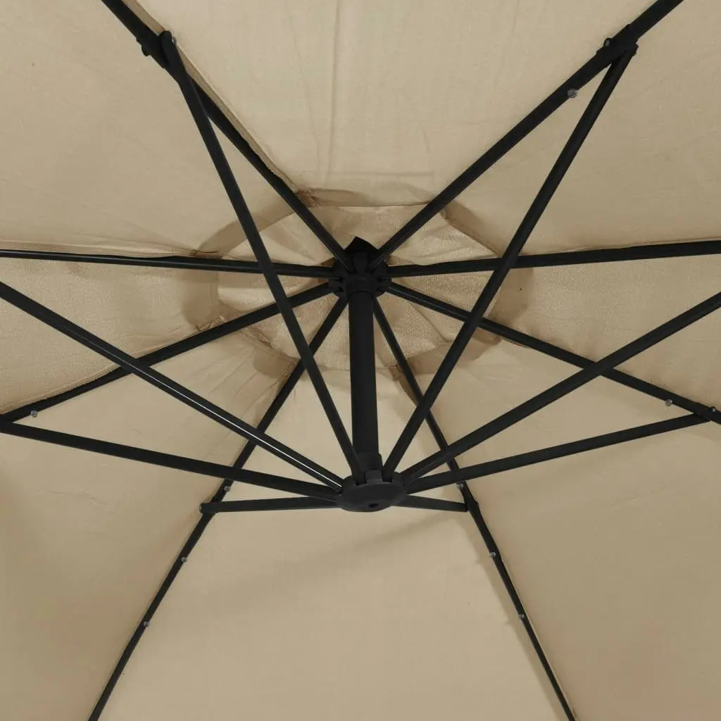 Cantilever Umbrella with LED Lights and Metal Pole 350 cm Taupe 44526