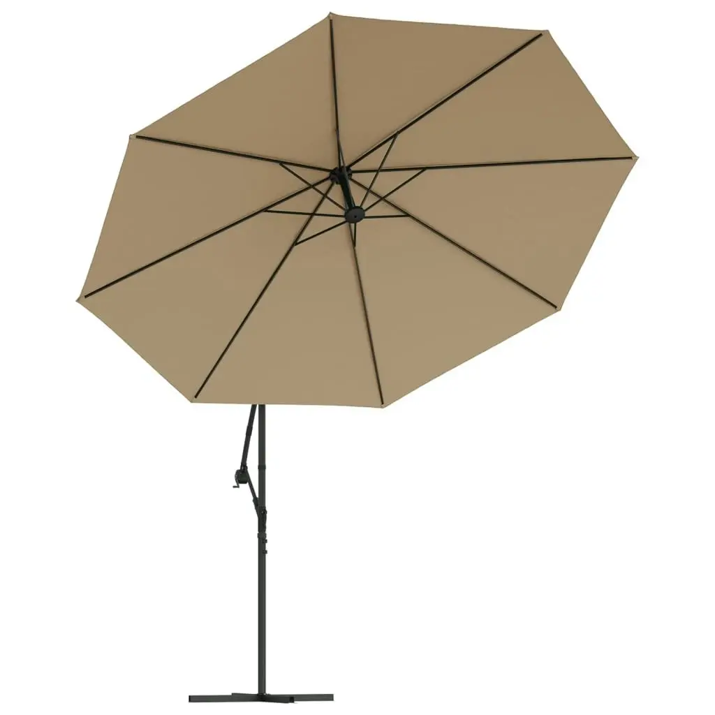 Cantilever Umbrella with LED Lights and Metal Pole 350 cm Taupe 44526