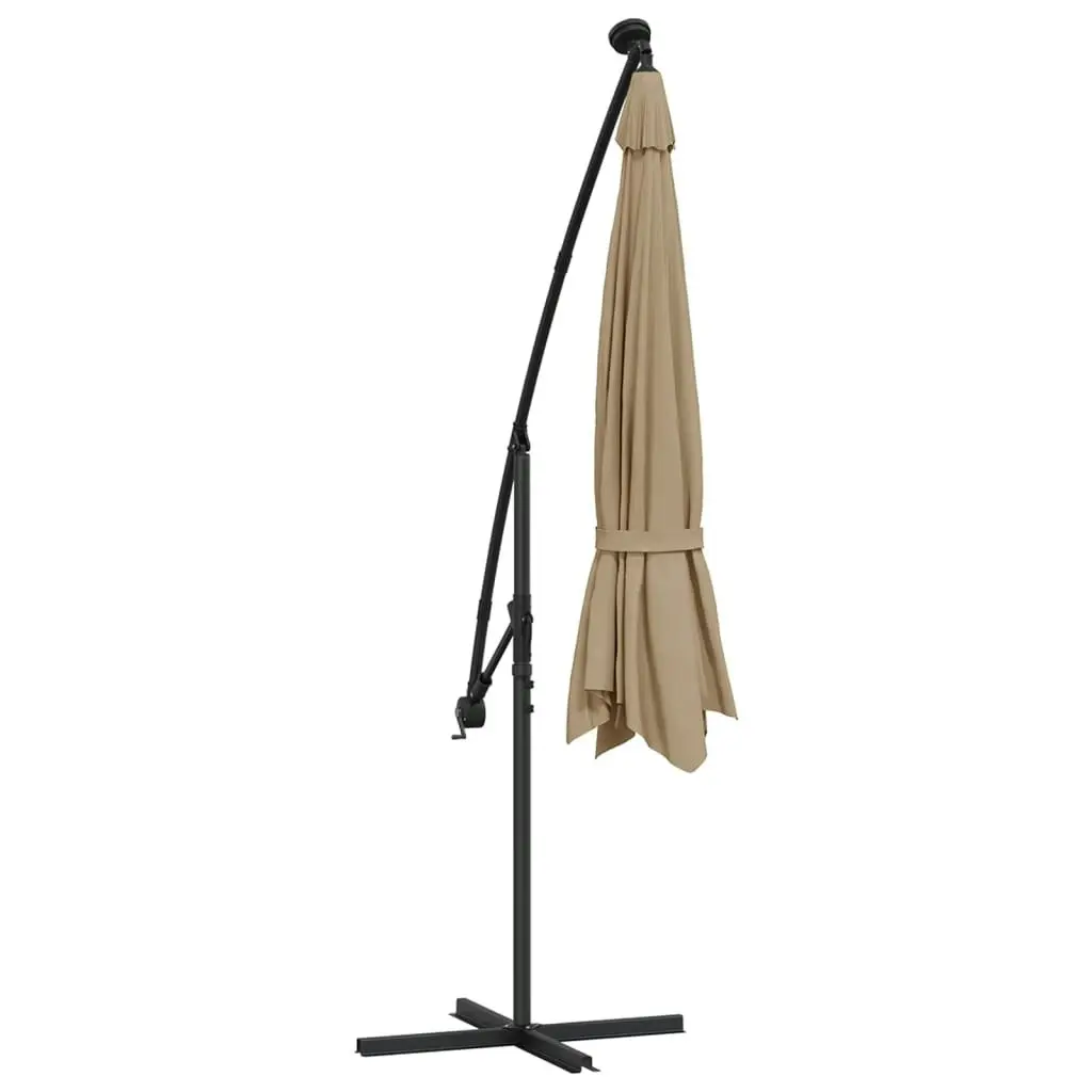 Cantilever Umbrella with LED Lights and Metal Pole 350 cm Taupe 44526