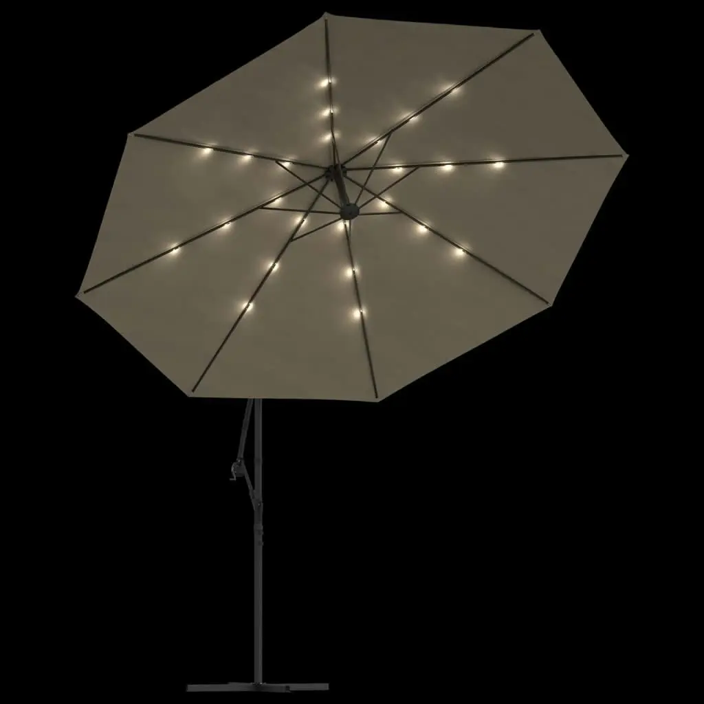 Cantilever Umbrella with LED Lights and Metal Pole 350 cm Taupe 44526