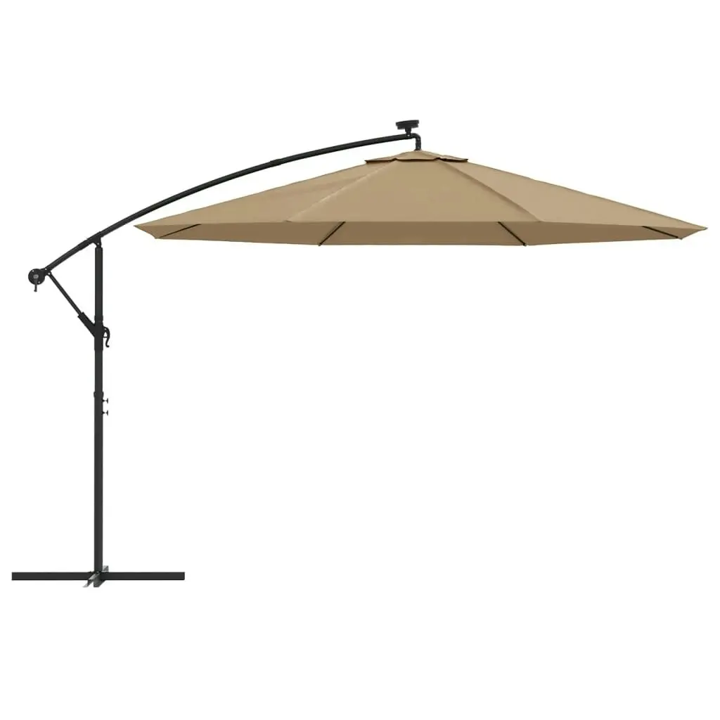 Cantilever Umbrella with LED Lights and Metal Pole 350 cm Taupe 44526