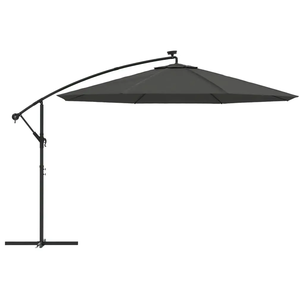 Cantilever Umbrella with LED Lights and Metal Pole 350 cm Anthracite 44525