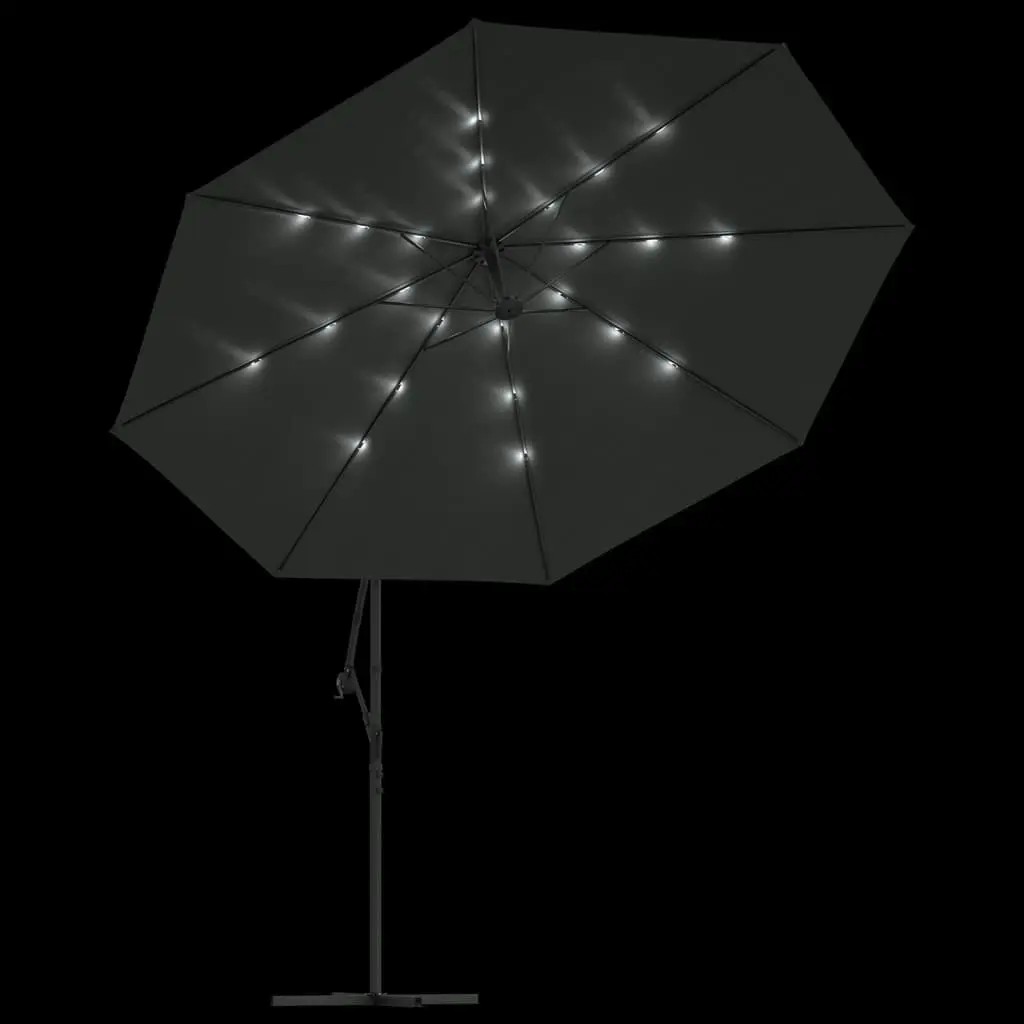 Cantilever Umbrella with LED Lights and Metal Pole 350 cm Anthracite 44525