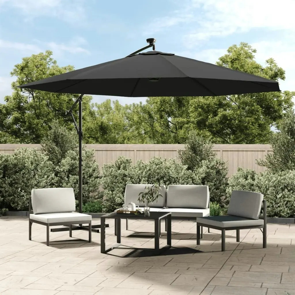 Cantilever Umbrella with LED Lights and Metal Pole 350 cm Anthracite 44525