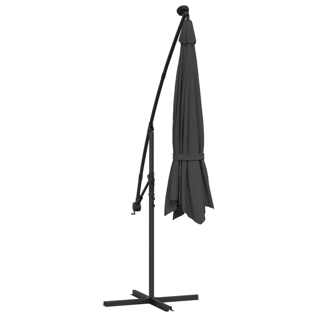 Cantilever Umbrella with LED Lights and Metal Pole 350 cm Anthracite 44525