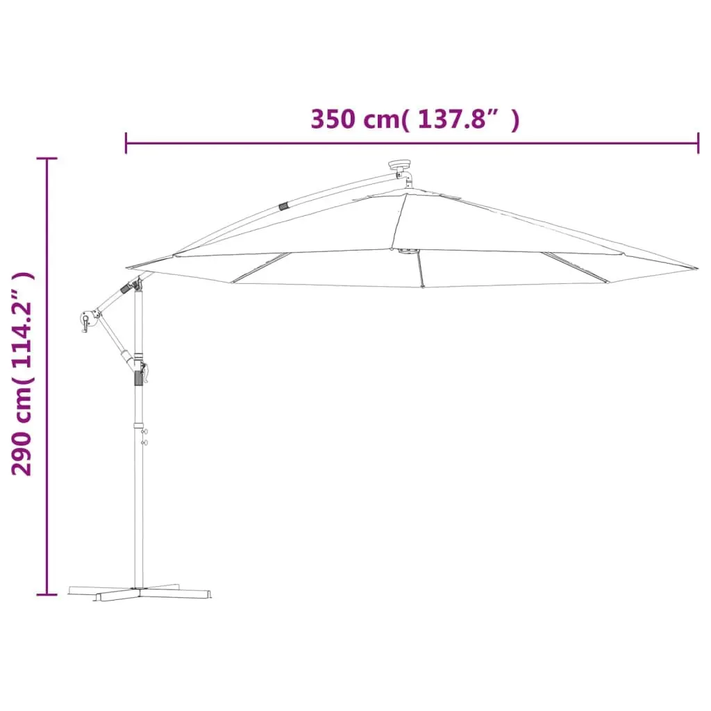 Cantilever Umbrella with LED Lights and Metal Pole 350 cm Anthracite 44525