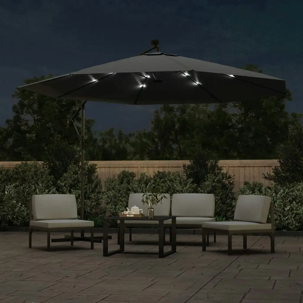 Cantilever Umbrella with LED Lights and Metal Pole 350 cm Anthracite 44525