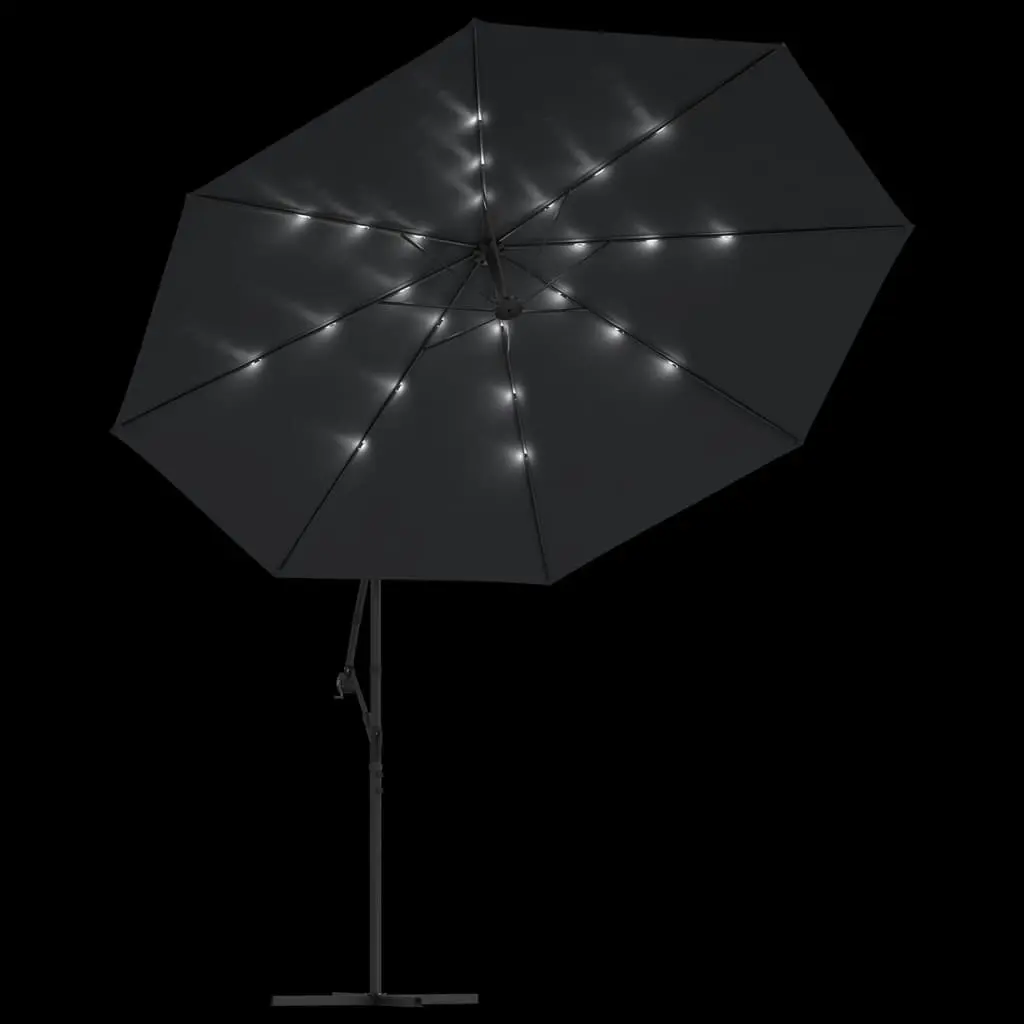 Cantilever Umbrella with LED Lights Black 350 cm 313784