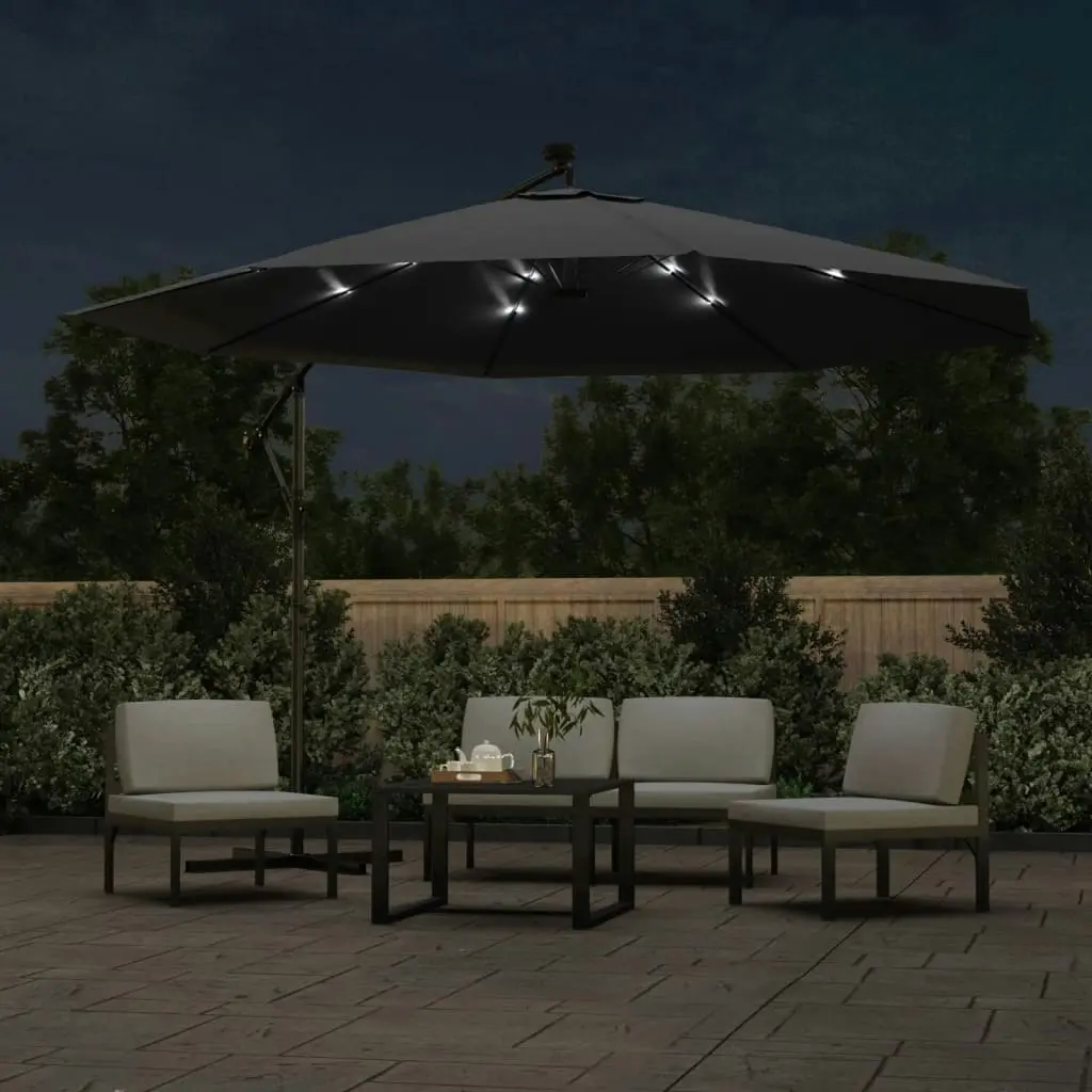 Cantilever Umbrella with LED Lights Black 350 cm 313784