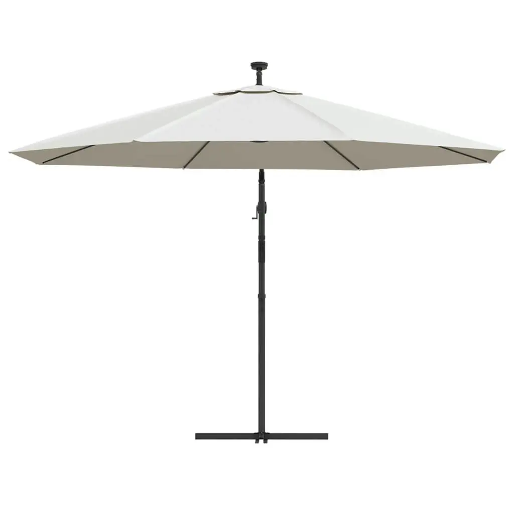 Cantilever Umbrella with LED Lights and Metal Pole 350 cm Sand 44523