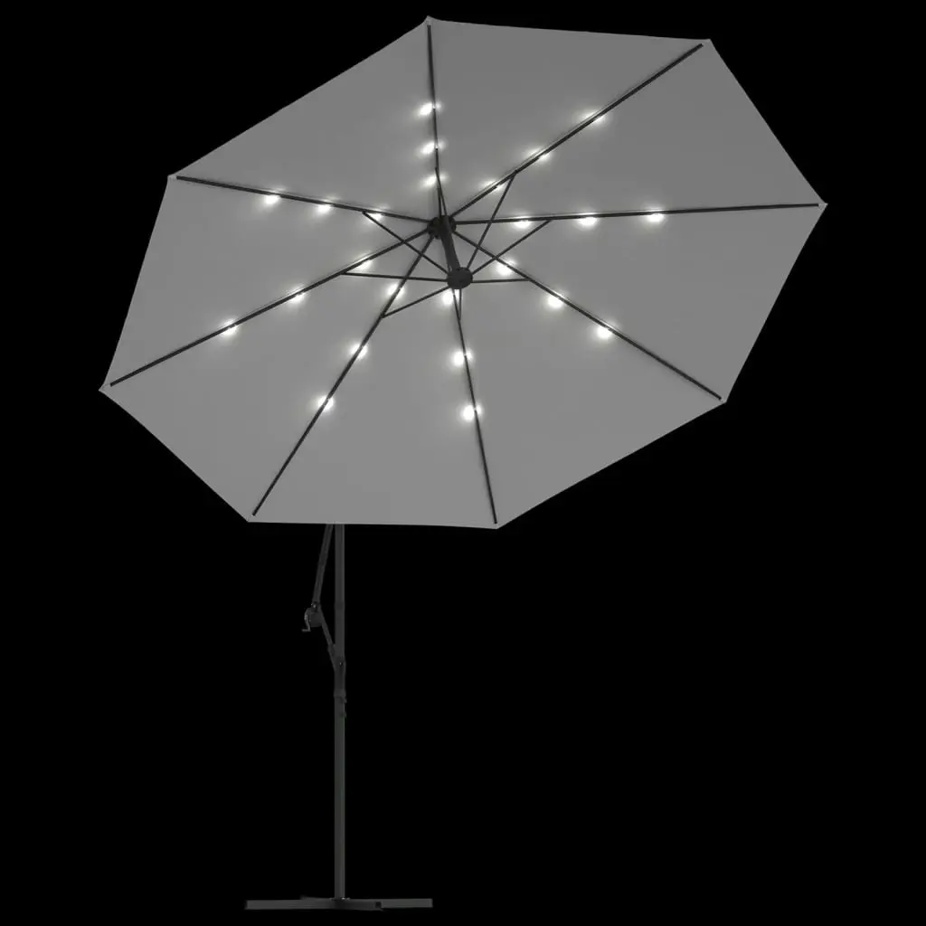 Cantilever Umbrella with LED Lights and Metal Pole 350 cm Sand 44523