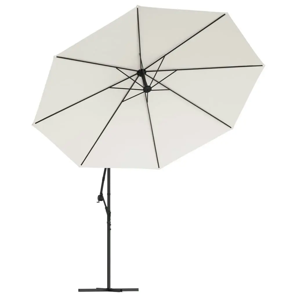 Cantilever Umbrella with LED Lights and Metal Pole 350 cm Sand 44523