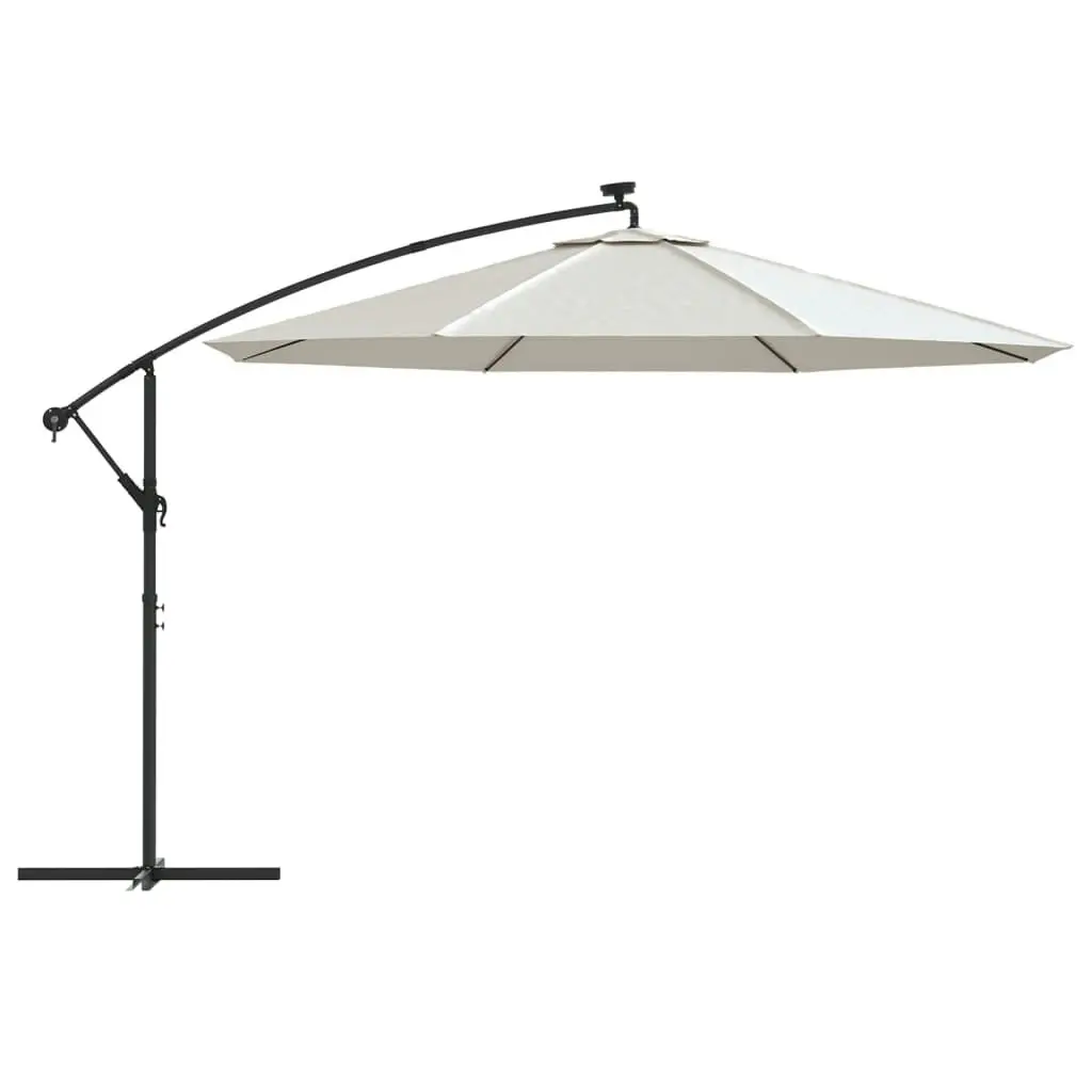 Cantilever Umbrella with LED Lights and Metal Pole 350 cm Sand 44523