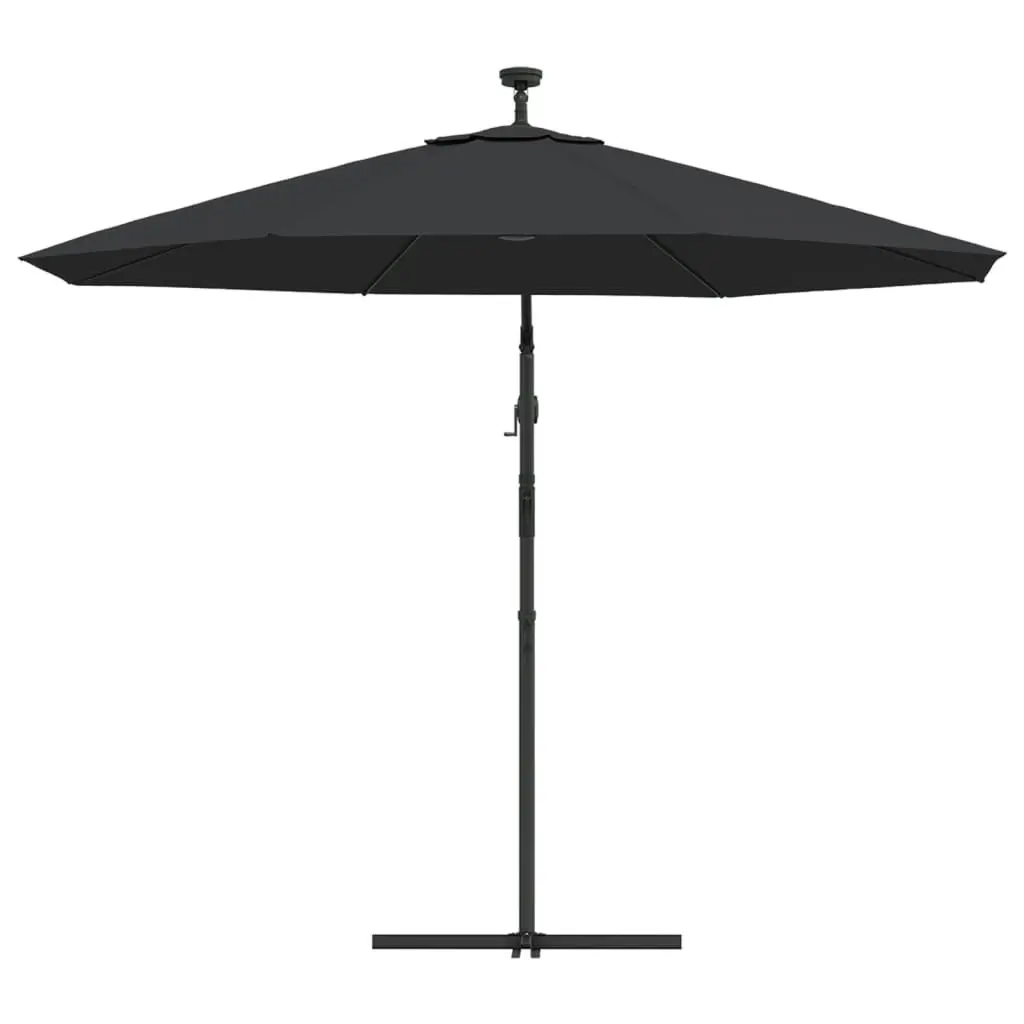 Cantilever Umbrella with LED Lights and Steel Pole 300 cm Black 47136